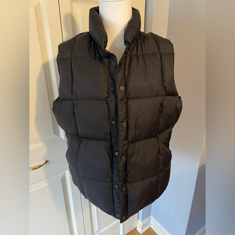 Lands End Black Down Cropped Puffer Vest Large